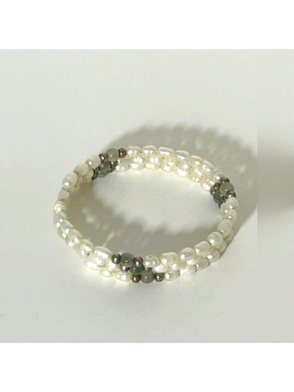 Vintage Freshwater Pearl Jade Bead Wrap Bracelet